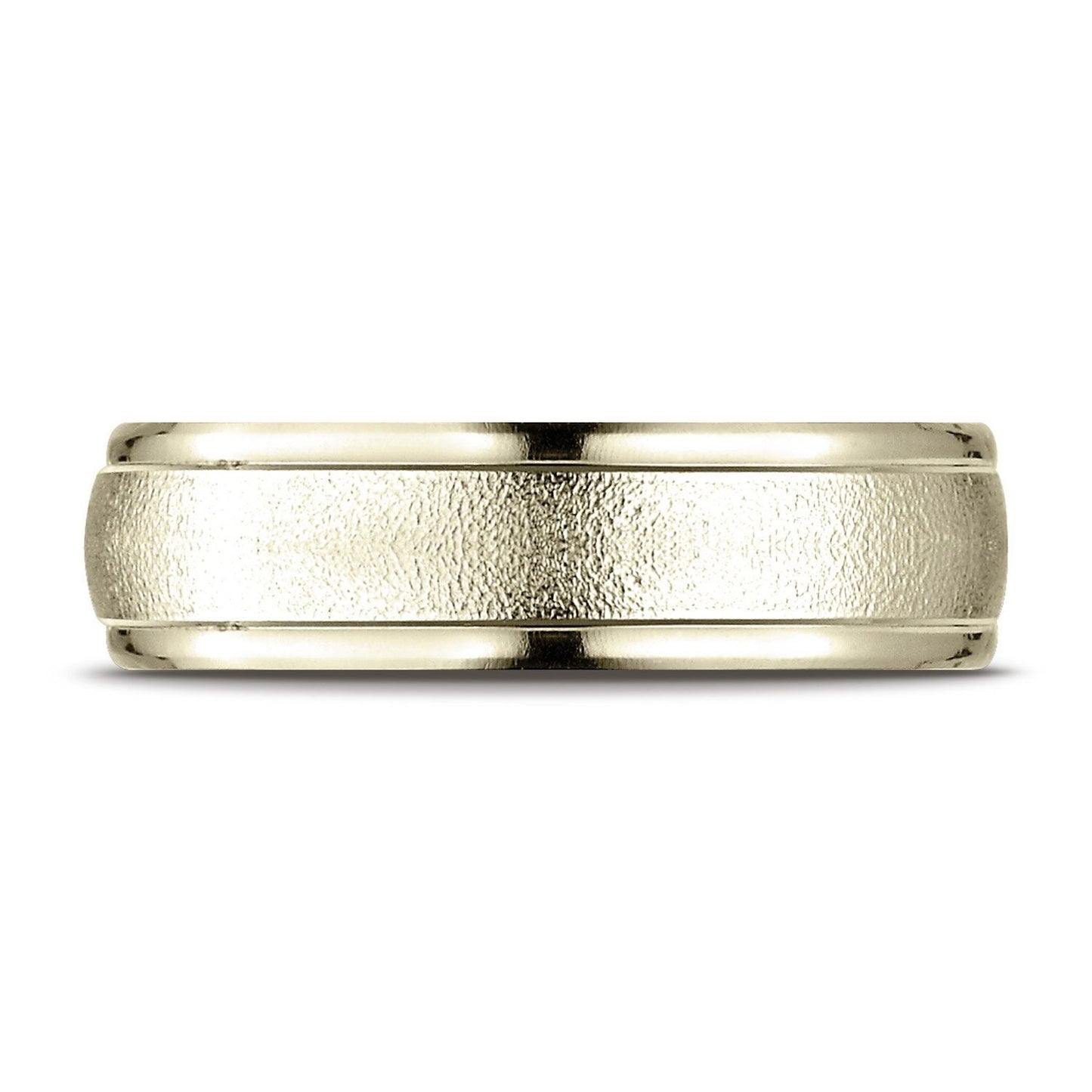 6mm Wired Finish High Polished Round Edge Carved Wedding Band, in 18K Yellow Gold | RockHer