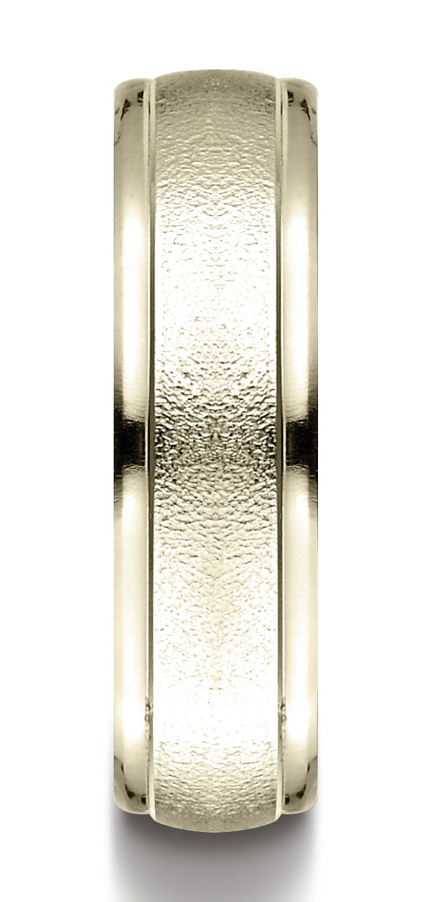 แหวนดีไซน์สลักขอบกลมขัดเงาสูงแบบมีสาย ขนาด 6 มม. ใส่สบาย ทำจากทองคำเหลือง 14k