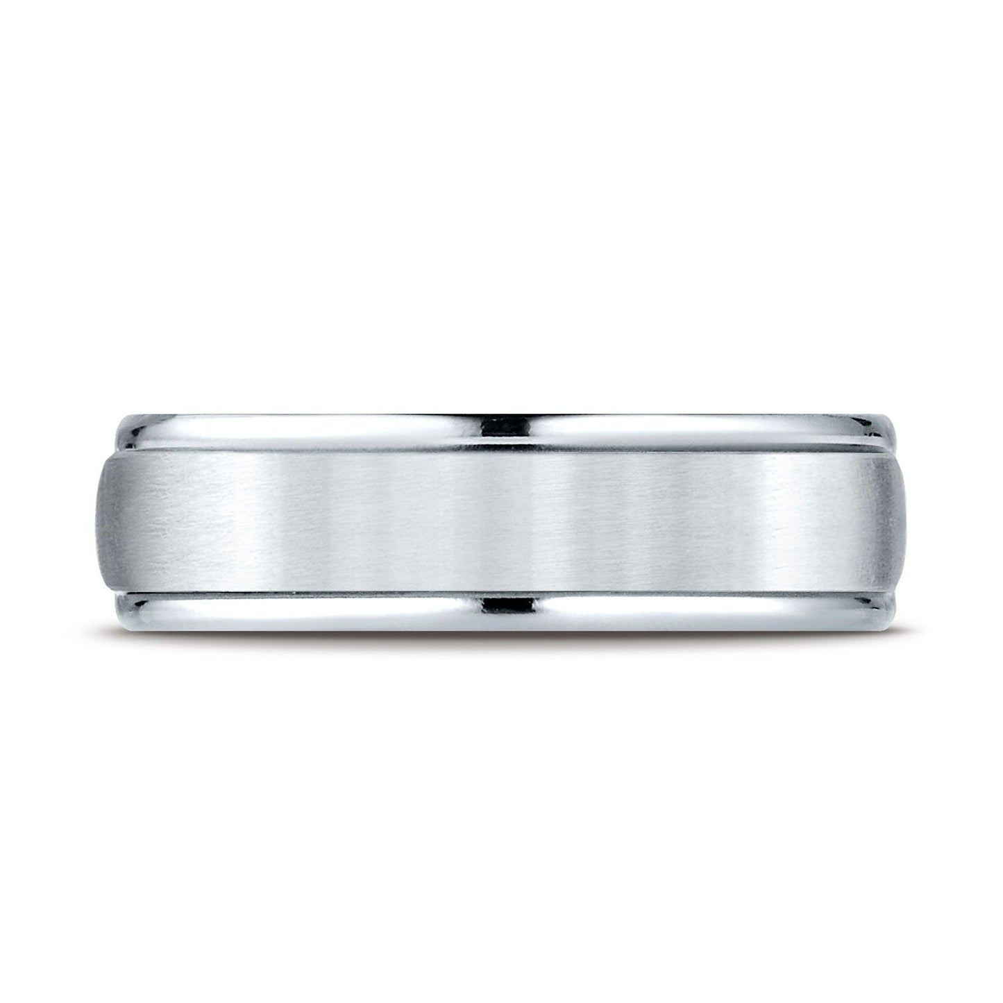 6mm Satin Finish High Polished Round Edge Carved Wedding Band, in Platinum | RockHer