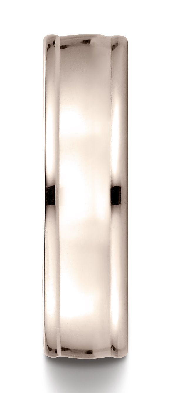 แหวนทองคำชมพู 14k ขนาด 6 มม. แบบสบาย ฟินิชเงา สูง ดีไซน์ขอบกลม