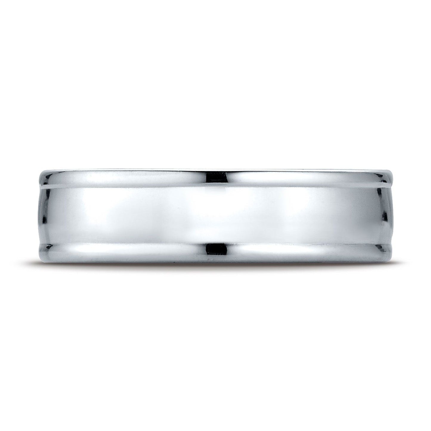 6mm High Polish Round Edge Carved Wedding Band, in Platinum | RockHer
