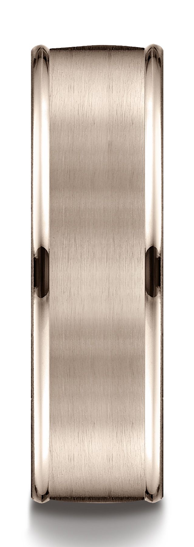 14k Rose Gold 7mm Comfort-fit Satin Finish High Polished Round Edge Carved Design Band