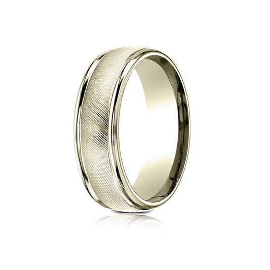 แหวนดีไซน์ขอบกลมขัดเงาสูงตรงกลางแบบฟลอเรนไทน์ ขนาด 7 มม. ทำจากทองคำ 18 กะรัต สีเหลือง แบบสวมใส่สบาย