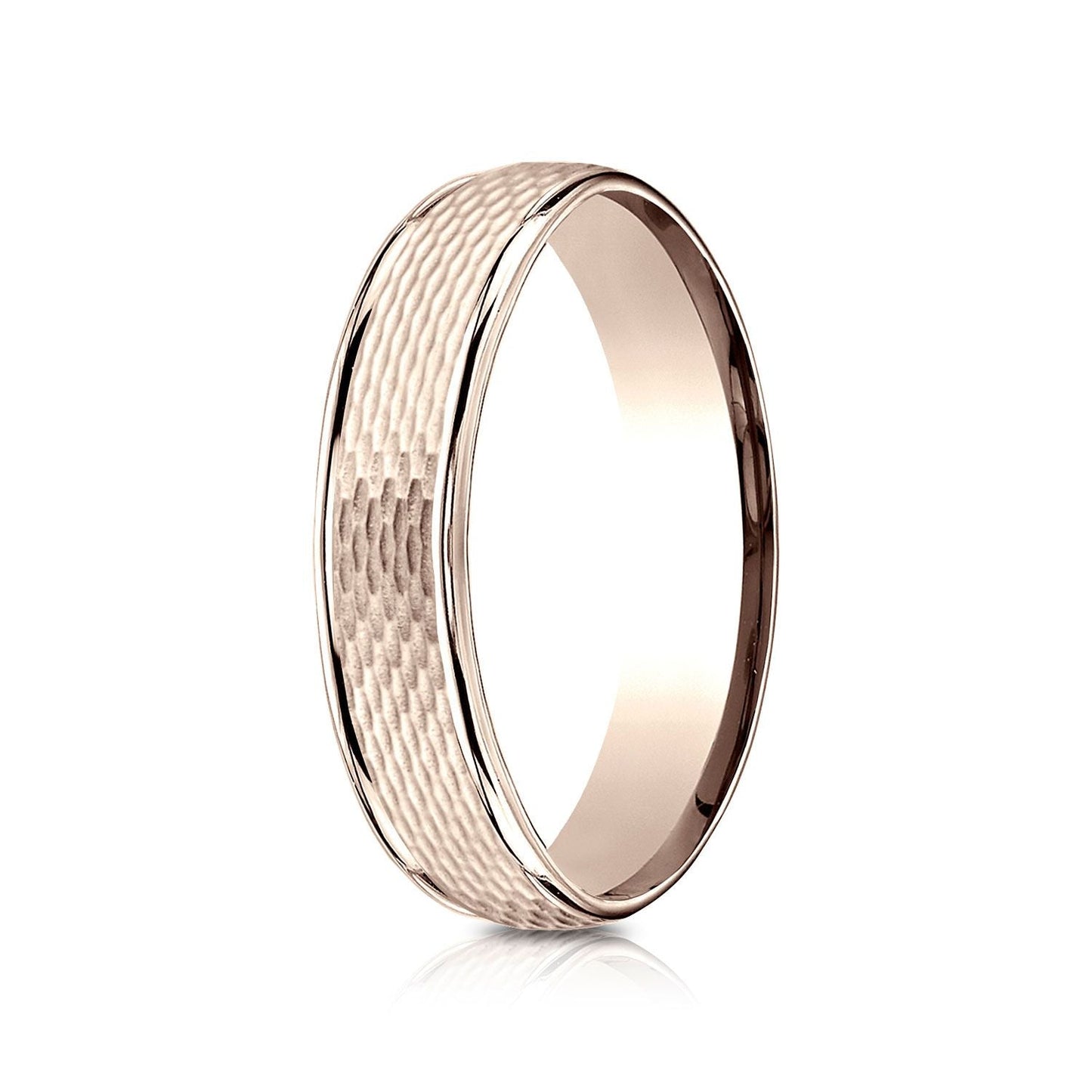 4.5mm Round Edge Mesh Center Carved Wedding Band, in 14K Rose Gold | RockHer