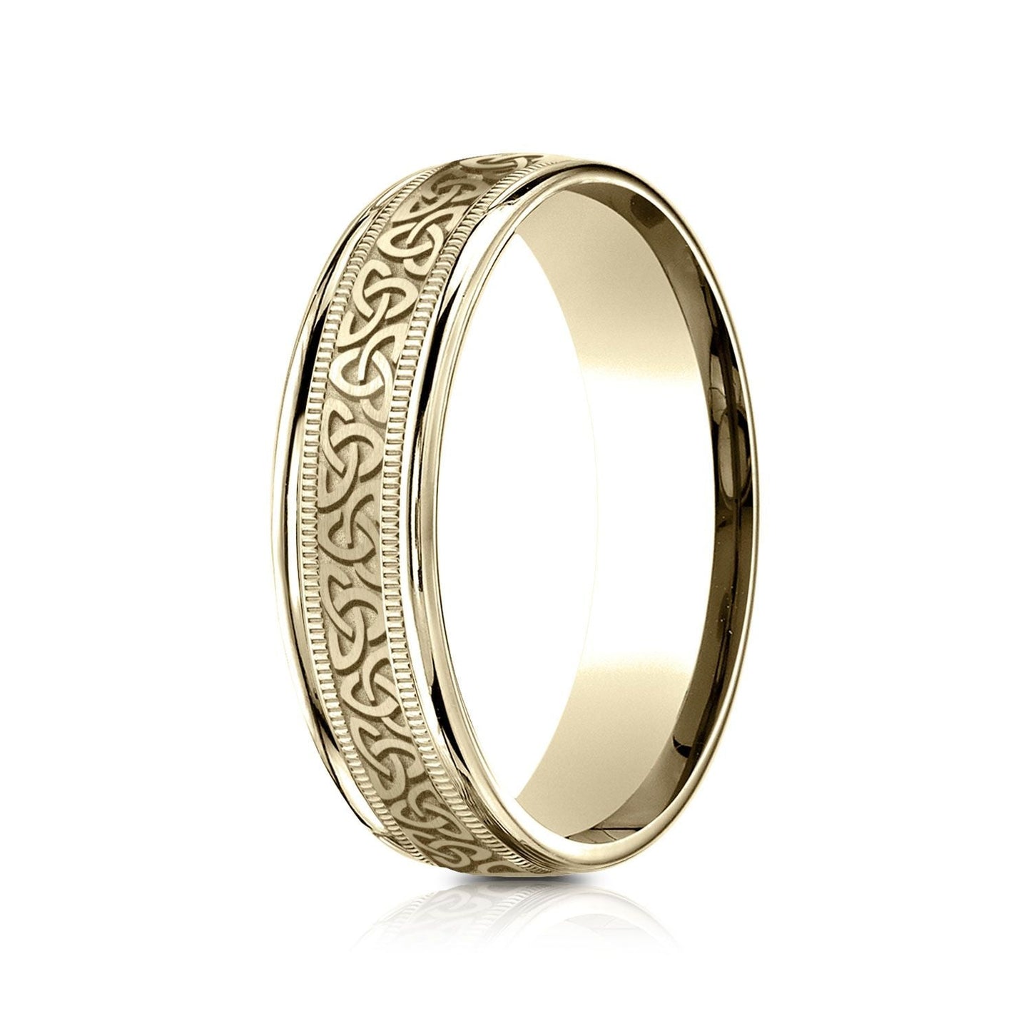 6mm Celtic Knot Carved Wedding Band, in 14K Yellow Gold | RockHer
