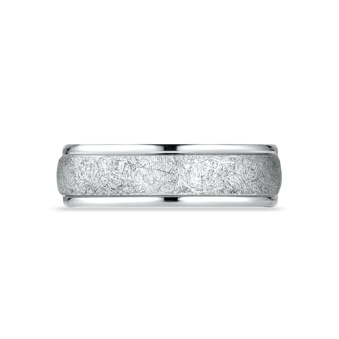 6.5mm Round Edge Swirl Finish Carved Wedding Band, in Platinum | RockHer