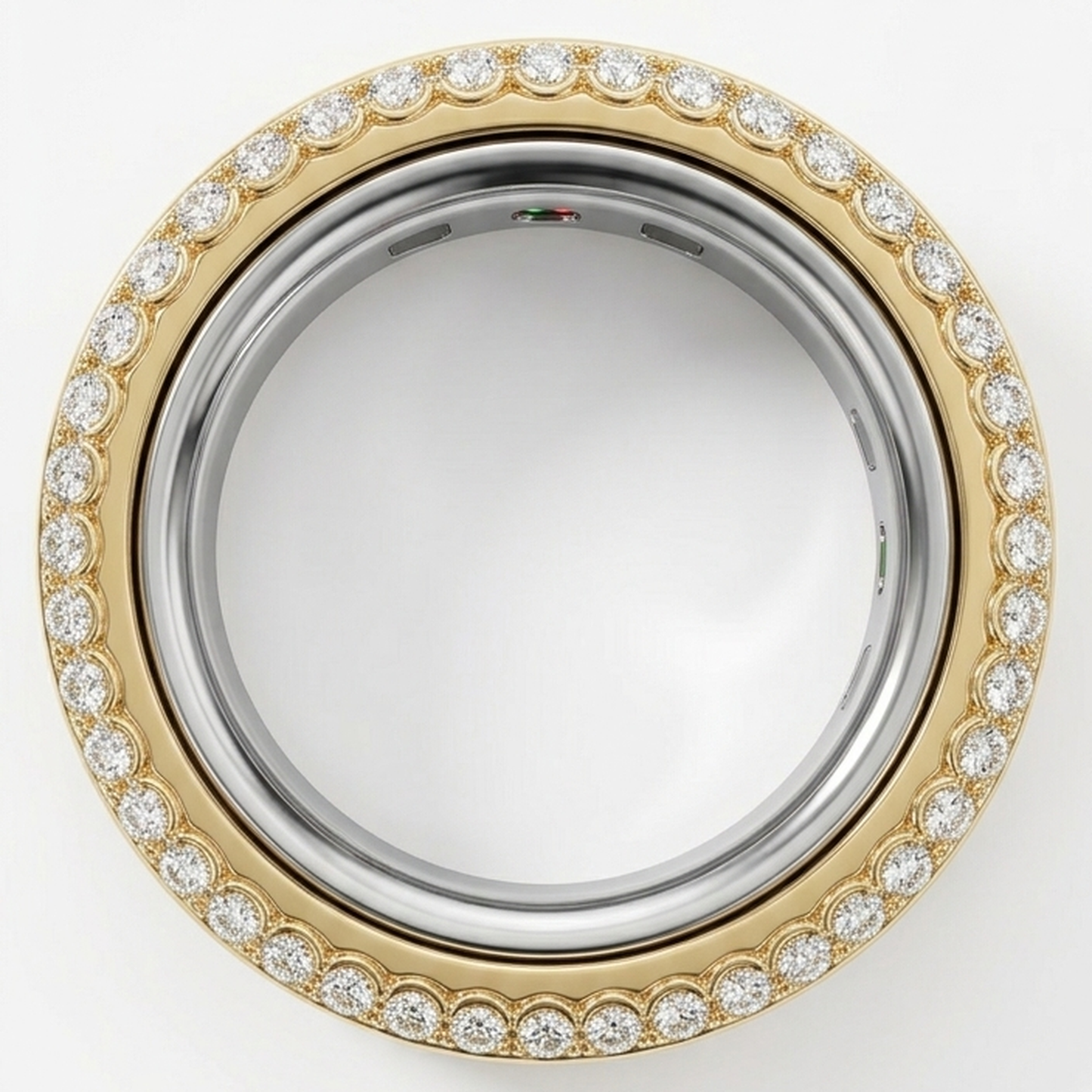 Scalloped Pavé Natural Diamond Cover for Oura Ring, in 14K Yellow Gold – top view | RockHer