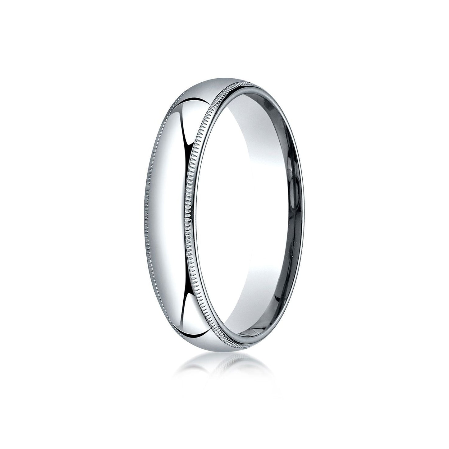 5mm Slightly Domed Super Light Milgrain Comfort-Fit Wedding Band, in 14K White Gold | RockHer