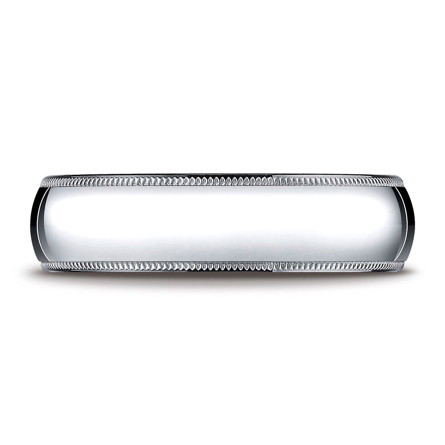 6mm Slightly Domed Milgrain Comfort-Fit Wedding Band, in Platinum | RockHer