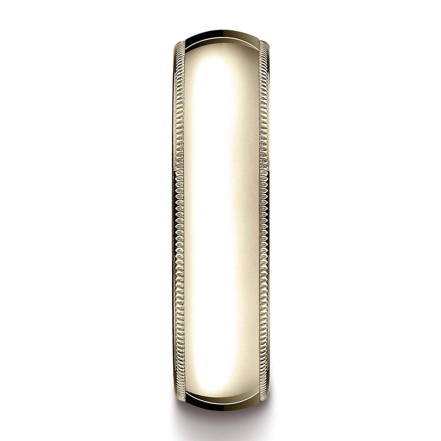 14k Yellow Gold 6mm Slightly Domed Super Light Comfort-fit Ring With Milgrain