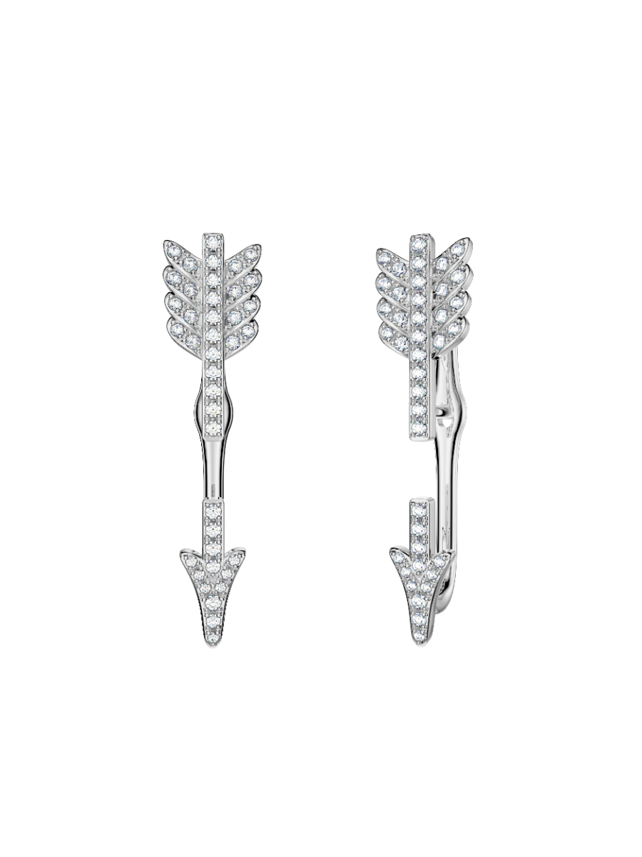 ROCKHER.925 Sterling Silver 3/4CTW White Cubic Zirconia Pierce Your Arrow Dangle Cuff Earring – side profile | RockHer