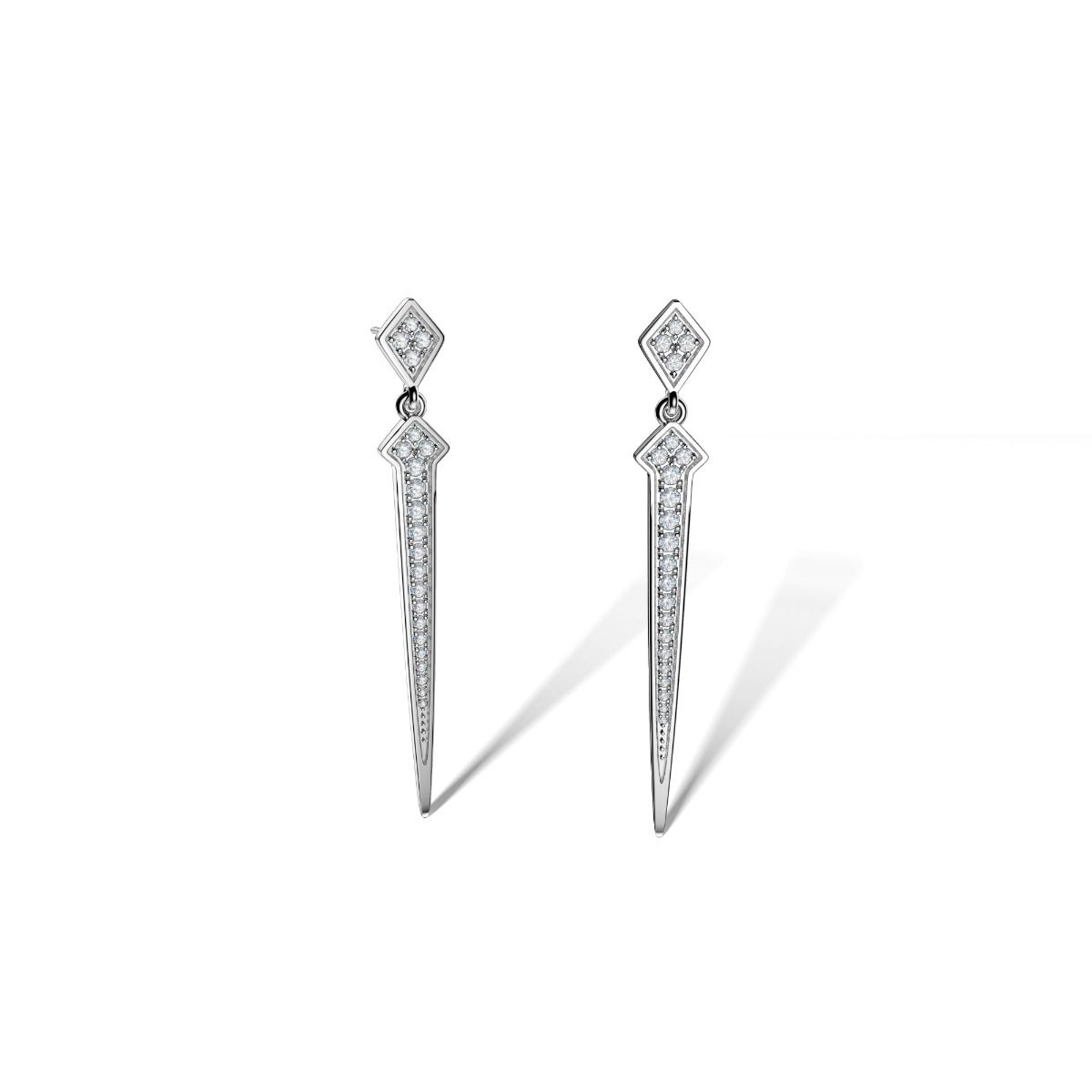 ROCKHER.925 Sterling Silver Movable Line French Pave Cubic Zirconia Dangle Drop Earring – side profile | RockHer