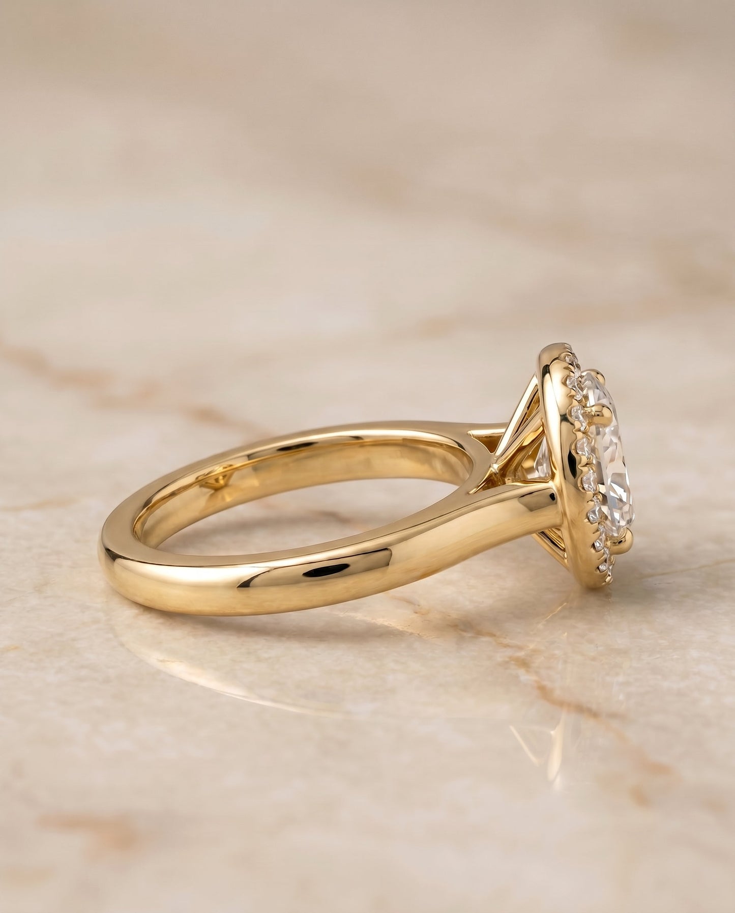 Kate Select Classic French Pave Halo Oval in 18K Yellow Gold – view 5
