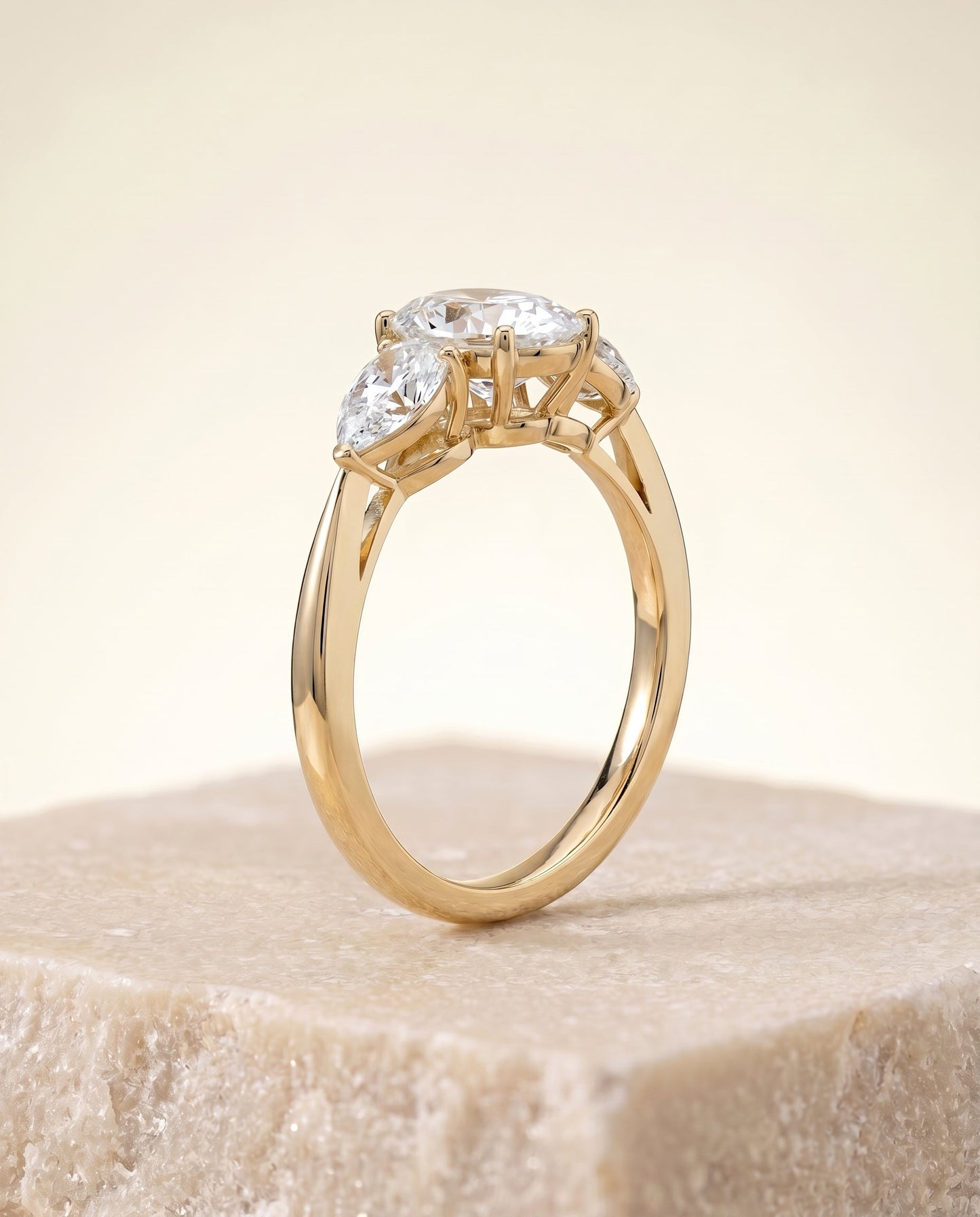 Angelica Select Three Stone Matched Shape Oval Solitaire in 18K Yellow Gold – view 5