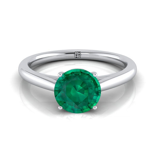 แหวนหมั้นเดี่ยวเม็ดเดียวแบบลับ ฝังเพชรทรงกลมเจียระไนแบบบริลเลียนต์ ขอบมน ใส่สบาย ทำจากทองคำขาว 14K