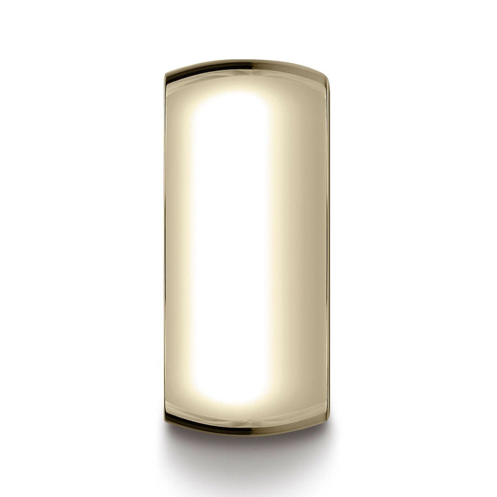 แหวนวงรีแบบดั้งเดิม 14k ทองคำเหลือง 10 มม. โค้งนูนเล็กน้อย