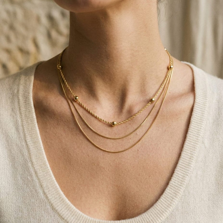 สร้อยคอ Beaded Station Chain Necklace ตัวเรือนทองคำเหลือง 14K จาก RockHer