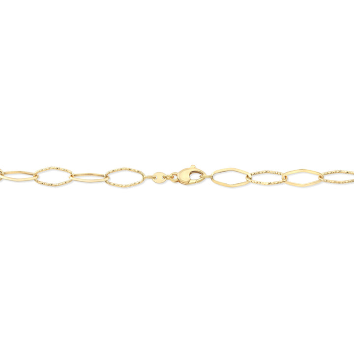 14K Yellow Gold Paperclip Chain with Heart Pendant, 17 Inch – detail view | RockHer