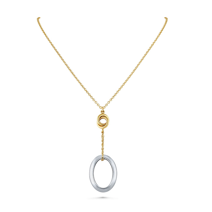 14K Two-Tone Gold Y Necklace with White Gold Pendant, 17 Inch – side profile | RockHer