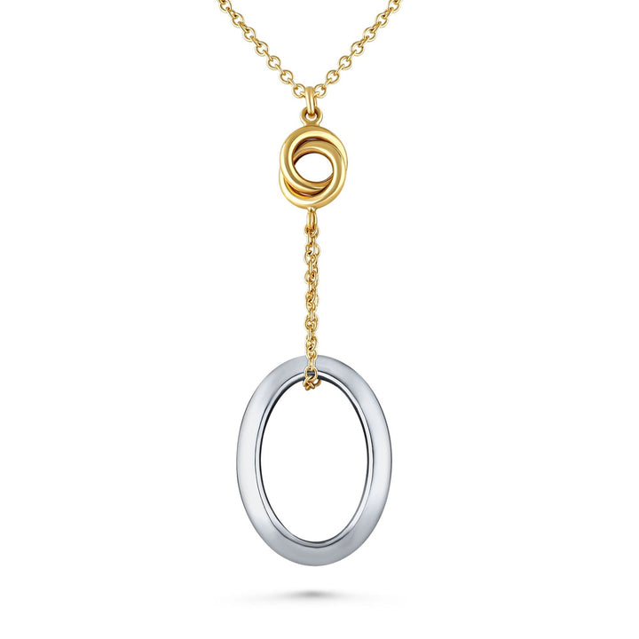 14K Two-Tone Gold Y Necklace with White Gold Pendant, 17 Inch – detail view | RockHer