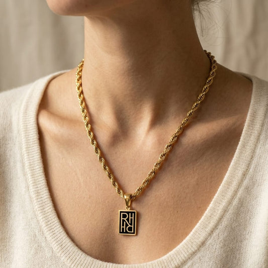 14K Yellow Gold Twisted Rope Chain Necklace, 18 Inch, worn close-up portrait