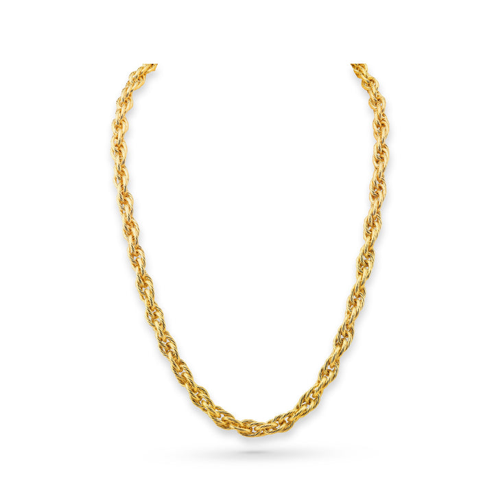 14K Yellow Gold Twisted Rope Chain Necklace, 18 Inch – side profile | RockHer