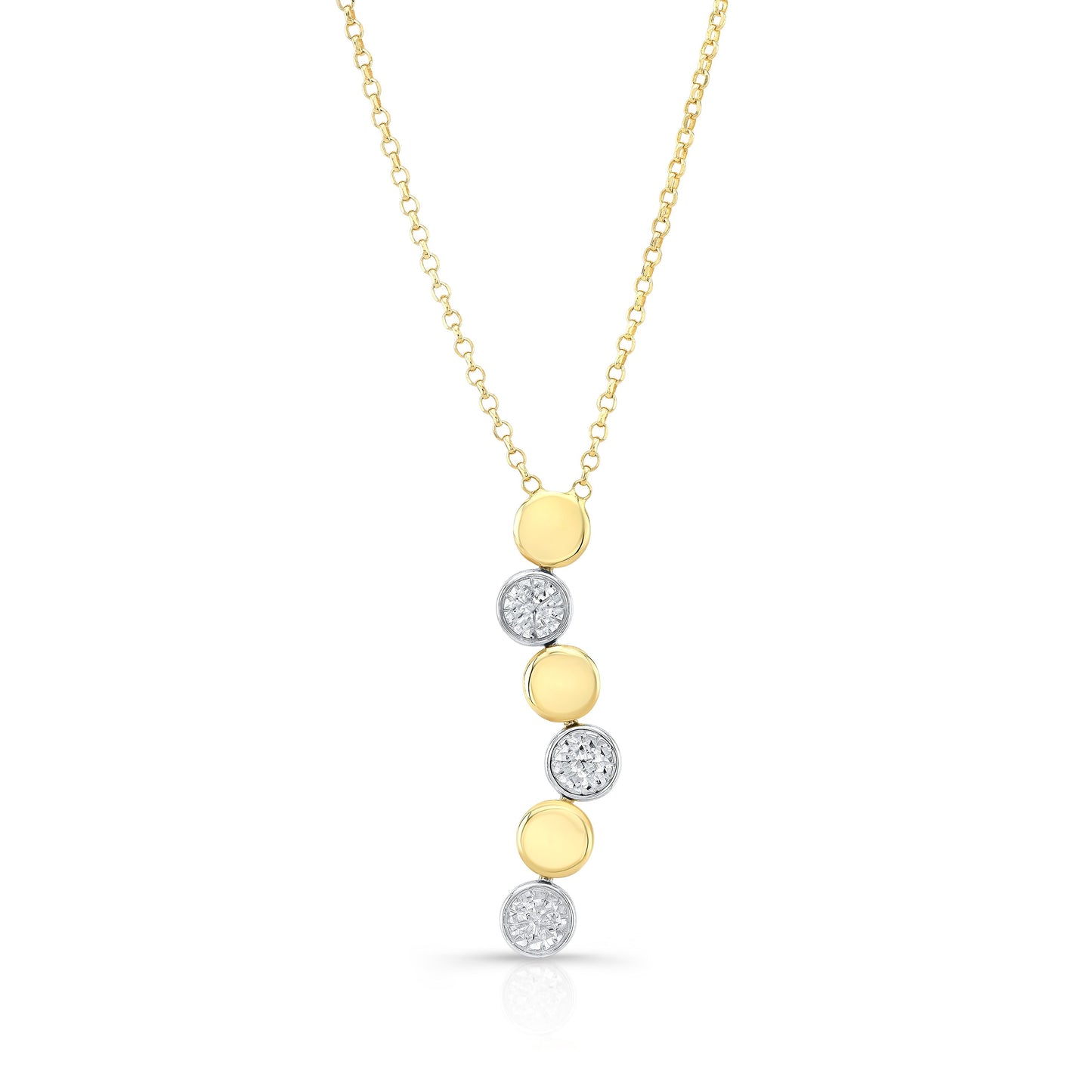 14K Two-Tone Gold Twisted Rope Chain with Discs, 18 Inch – side profile | RockHer