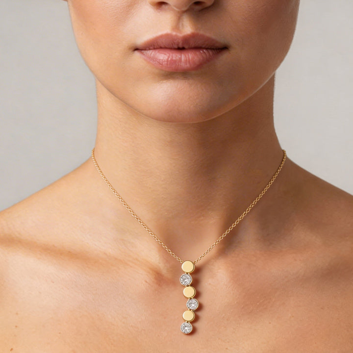 14K Two-Tone Gold Twisted Rope Chain with Discs, 18 Inch – detail view | RockHer