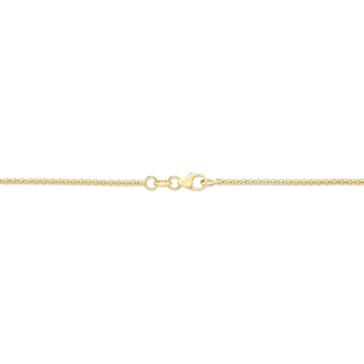 14K Yellow Gold Bead Chain with Heart Pendant, 18 Inch – detail view | RockHer