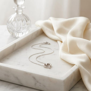 สร้อยคอ Cable Chain with Rose Gold Heart Pendant ทรงหัวใจ ตัวเรือนทองคำขาว 14K จาก RockHer