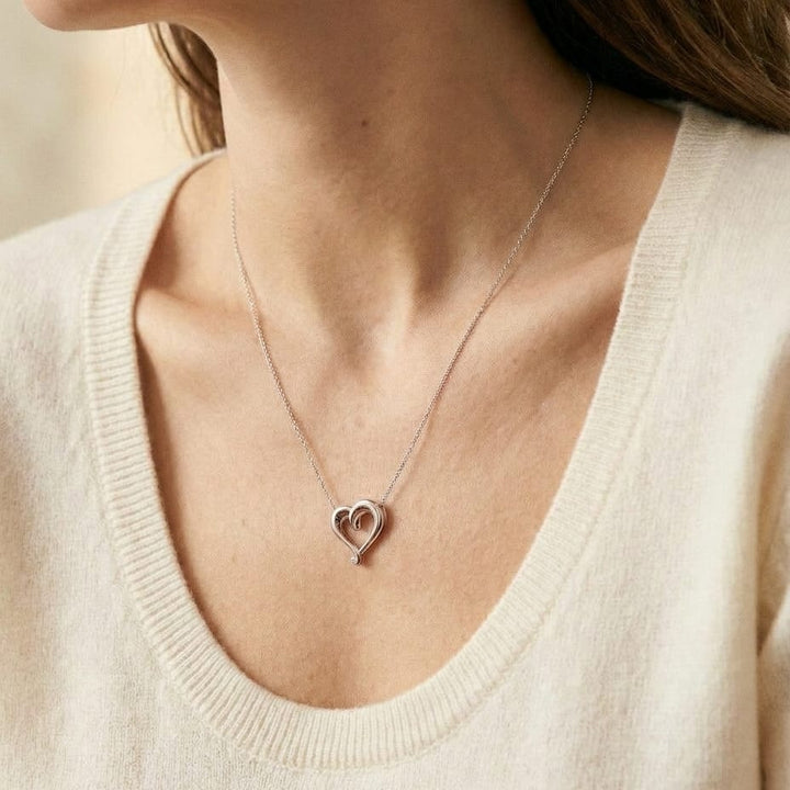 สร้อยคอ Cable Chain with Rose Gold Heart Pendant ทรงหัวใจ ตัวเรือนทองคำขาว 14K จาก RockHer