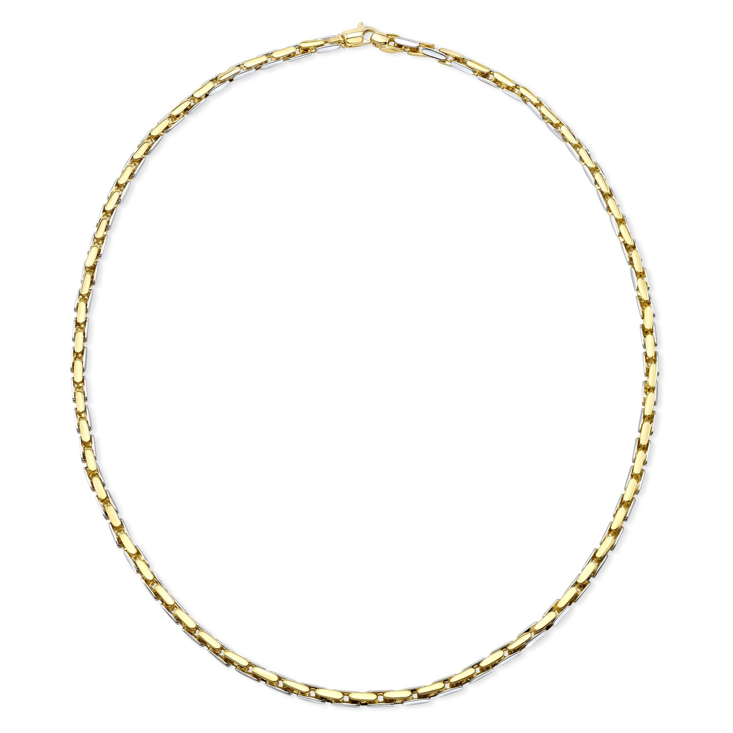 14K Two-Tone Gold Elongated Bar Link Necklace, 20 Inch – side profile | RockHer