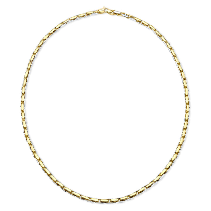 14K Two-Tone Gold Elongated Bar Link Necklace, 20 Inch – side profile | RockHer