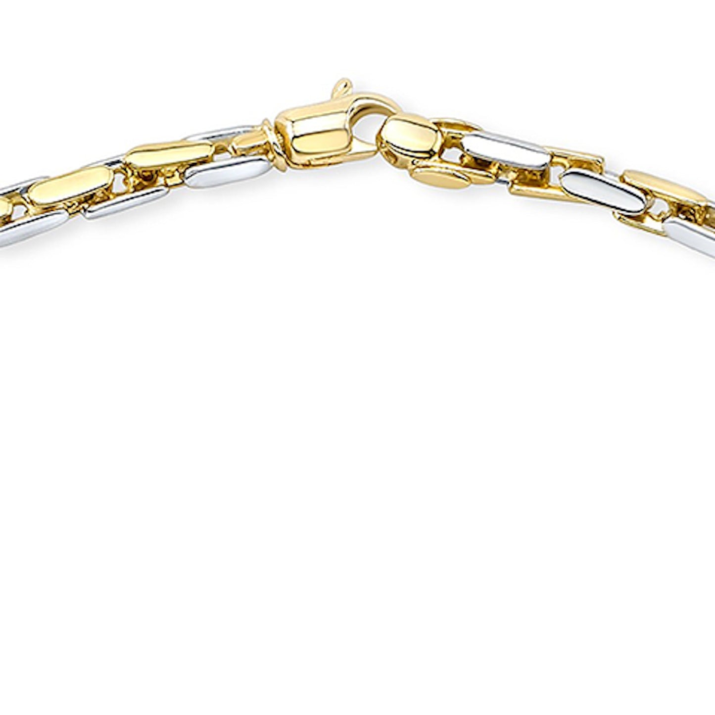 14K Two-Tone Gold Elongated Bar Link Necklace, 20 Inch – detail view | RockHer