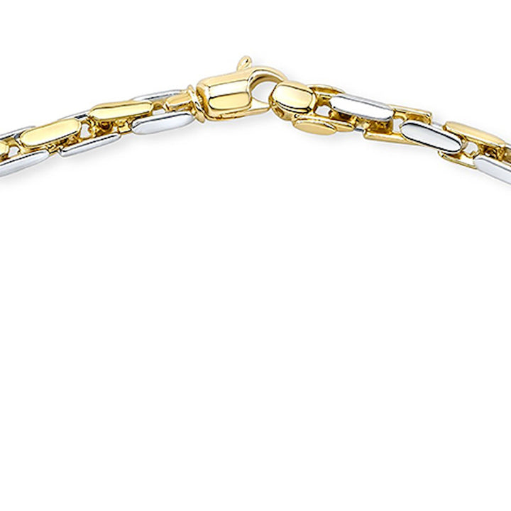 14K Two-Tone Gold Elongated Bar Link Necklace, 20 Inch – detail view | RockHer