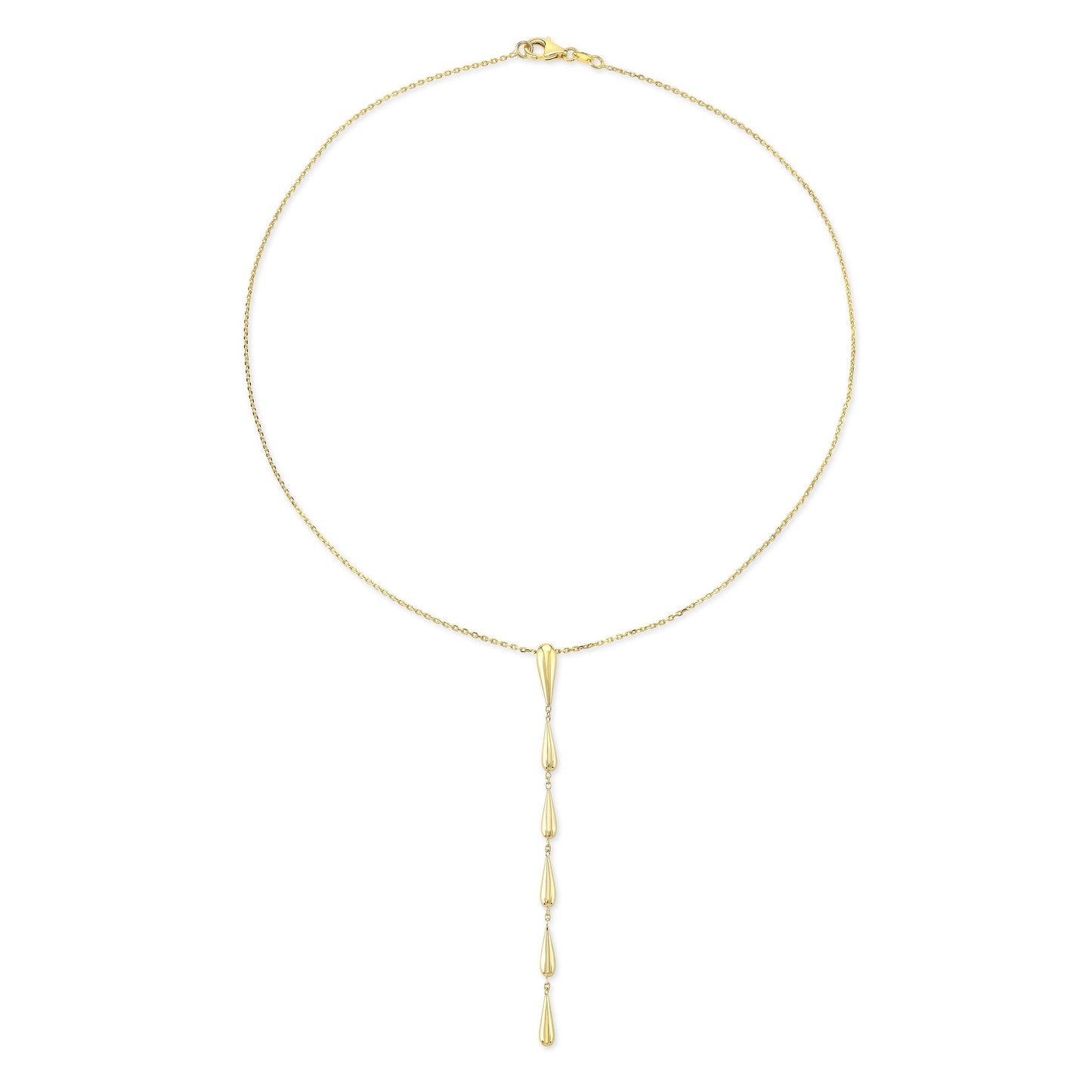14K Yellow Gold Pear Link Y Necklace, 18 Inch – side profile | RockHer