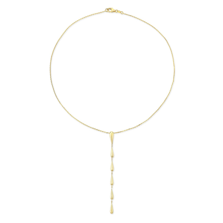 14K Yellow Gold Pear Link Y Necklace, 18 Inch – side profile | RockHer