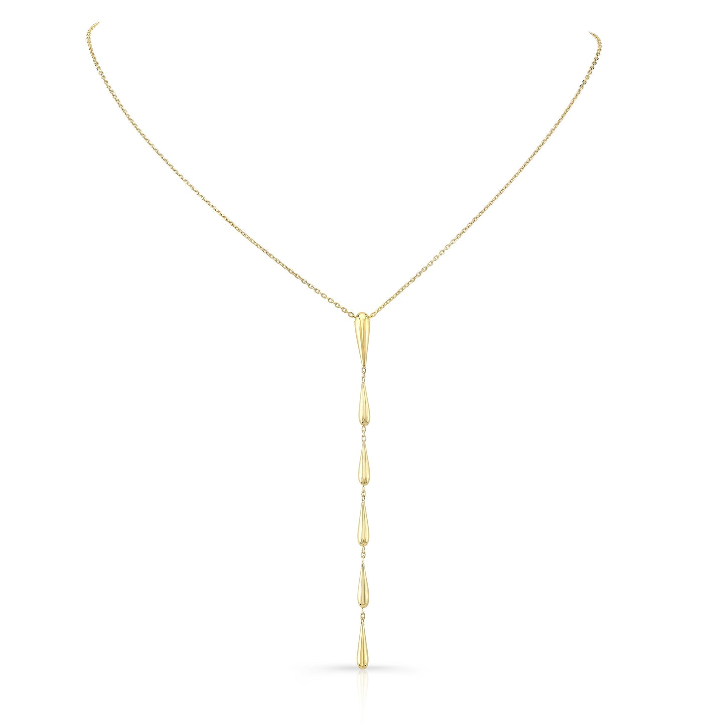 14K Yellow Gold Pear Link Y Necklace, 18 Inch – detail view | RockHer