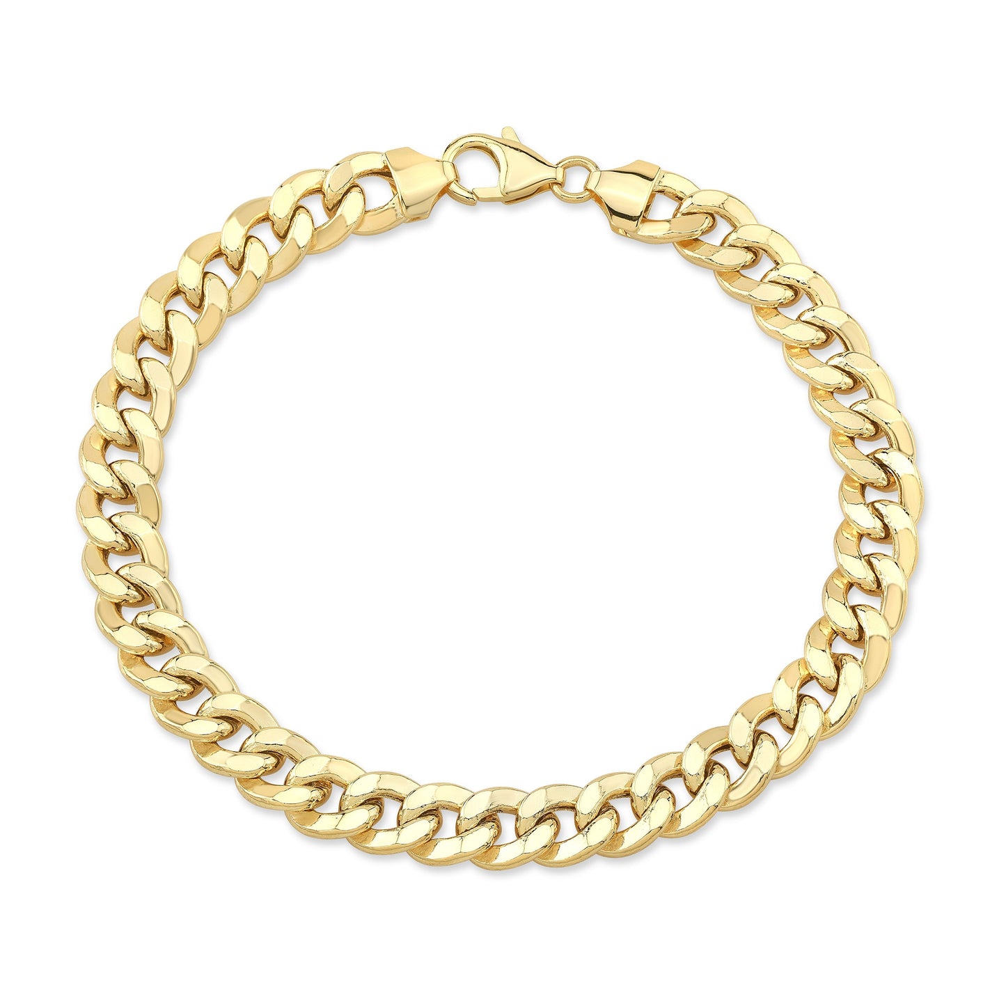 14K Yellow Gold Curb Link Bracelet, 8.5 Inch – side profile | RockHer