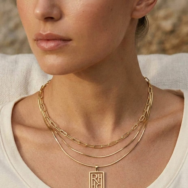 14K Yellow Gold Paperclip Chain Necklace, 18 Inch, worn close-up portrait