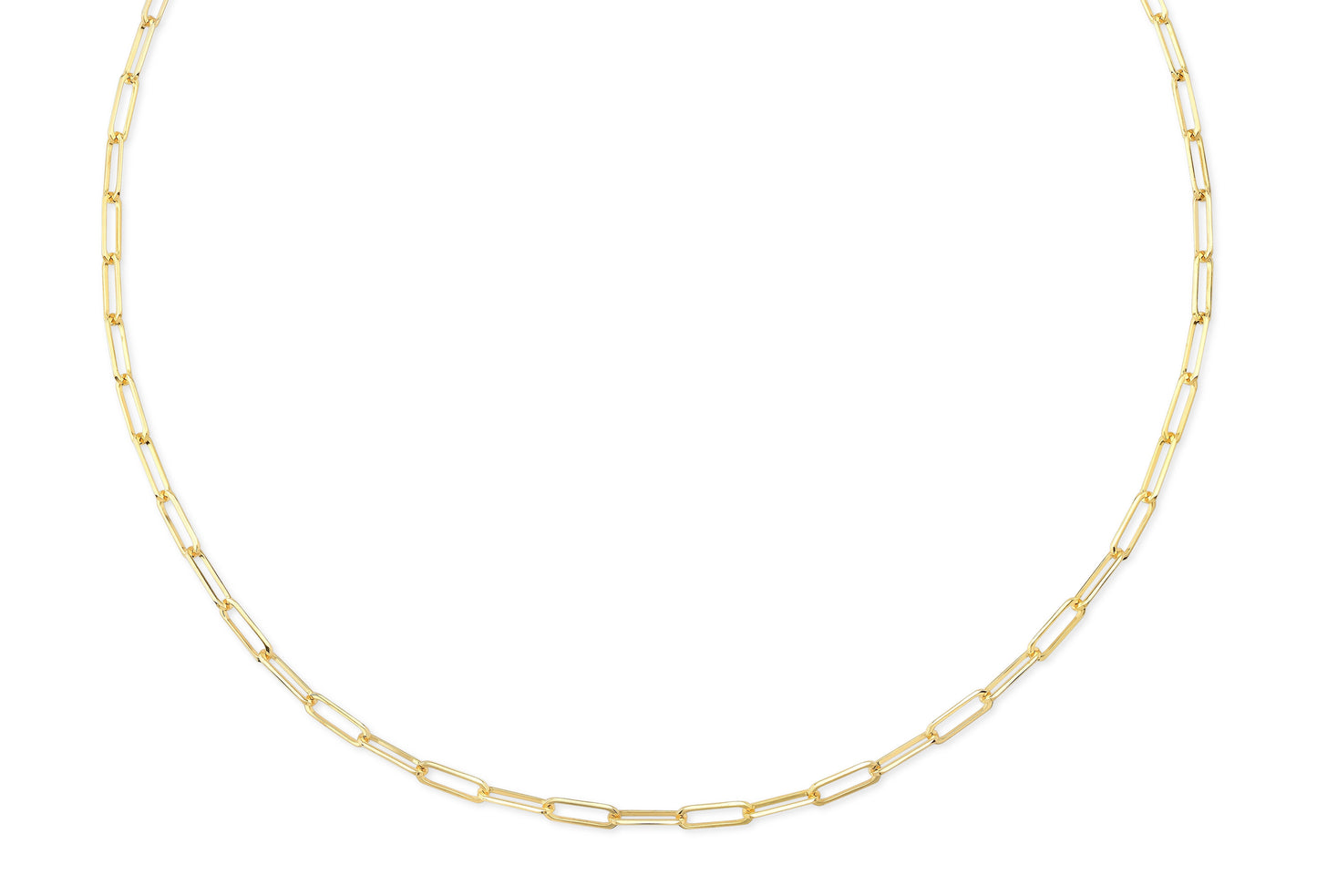 14K Yellow Gold Paperclip Chain Necklace, 18 Inch – side profile | RockHer