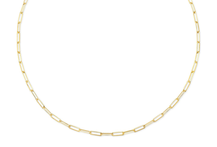 14K Yellow Gold Paperclip Chain Necklace, 18 Inch – side profile | RockHer