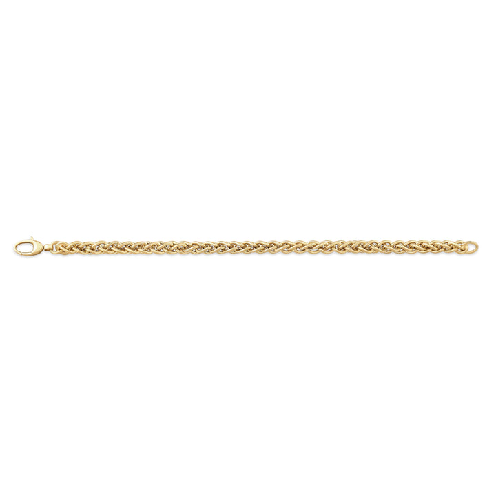 14K Yellow Gold Spiga Chain Bracelet, 7.5 Inch – side profile | RockHer