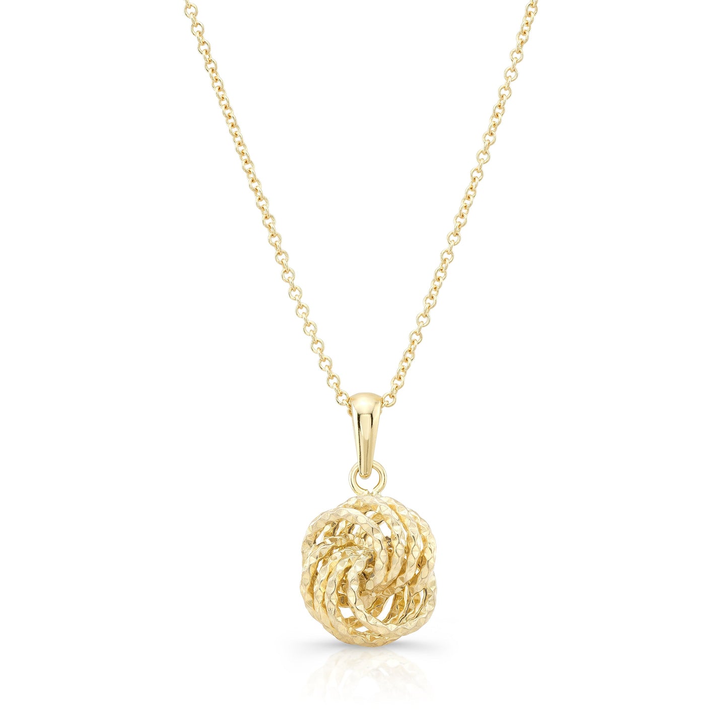 14K Yellow Gold Cable Chain with Love Knot Pendant, 18 Inch – side profile | RockHer