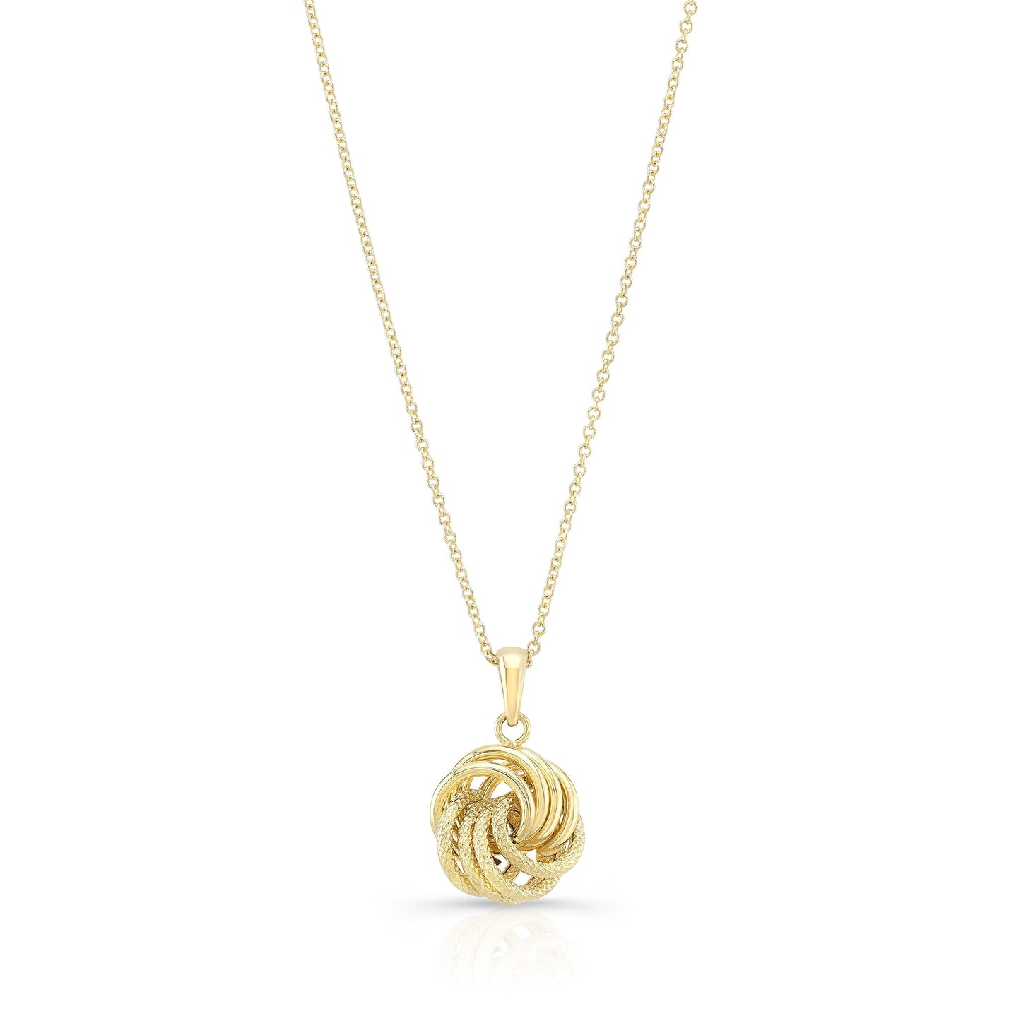 14K Yellow Gold Singapore Chain with Love Knot Pendant, 18 Inch – side profile | RockHer