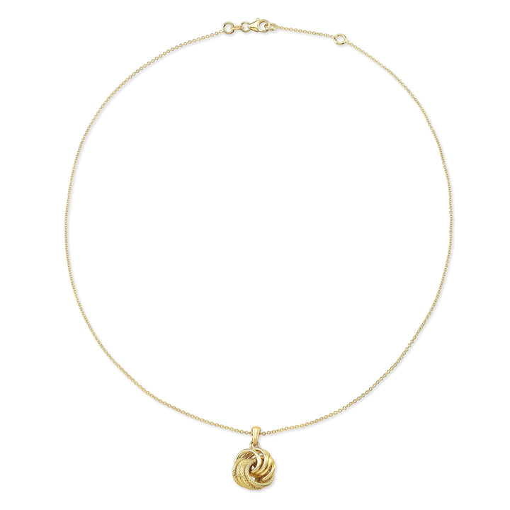14K Yellow Gold Singapore Chain with Love Knot Pendant, 18 Inch – detail view | RockHer
