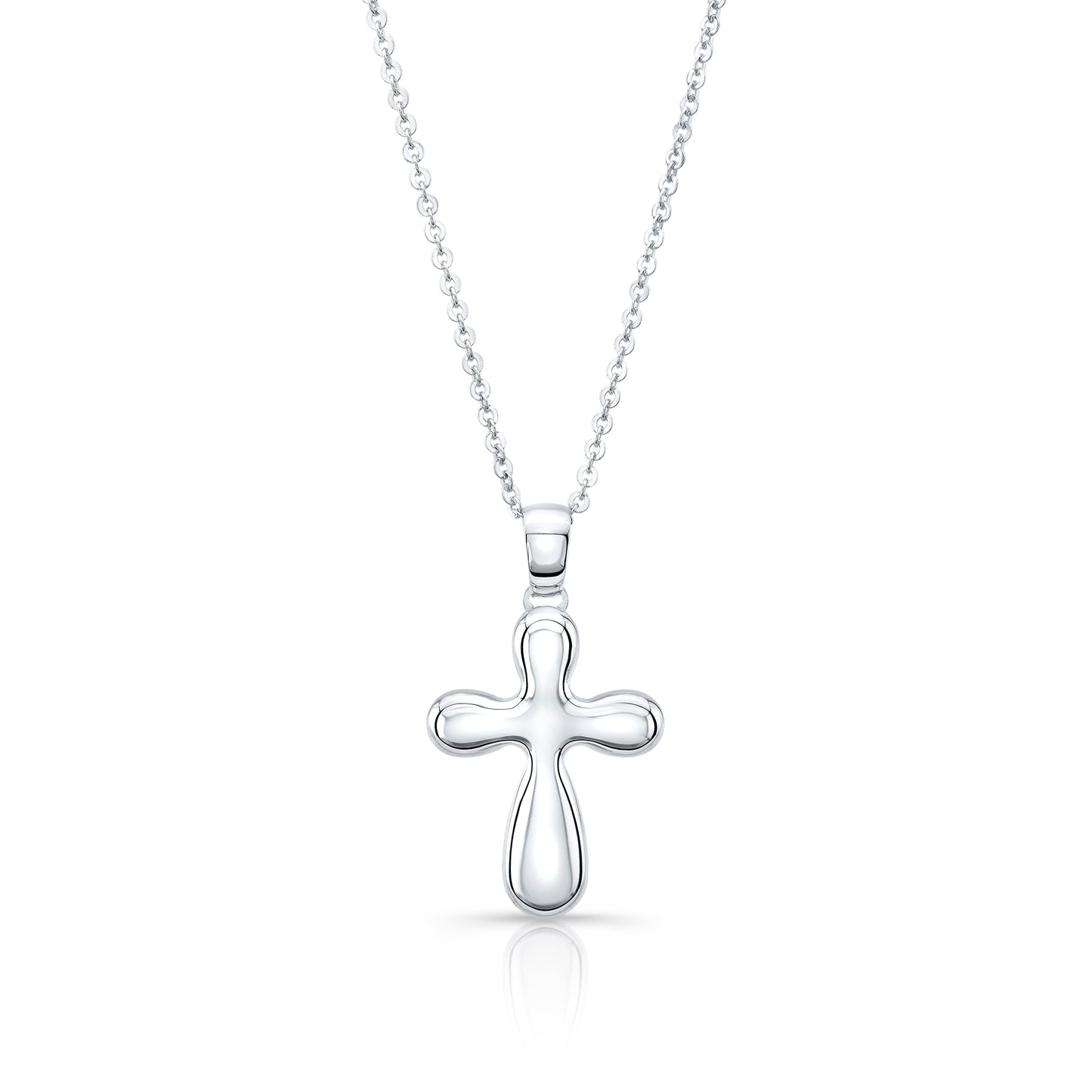 14K White Gold Cross Pendant Necklace, 18 Inch – side profile | RockHer