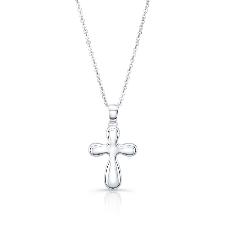 14K White Gold Cross Pendant Necklace, 18 Inch – side profile | RockHer