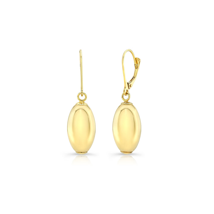 14K Yellow Gold Polished Drop Earrings – side profile | RockHer