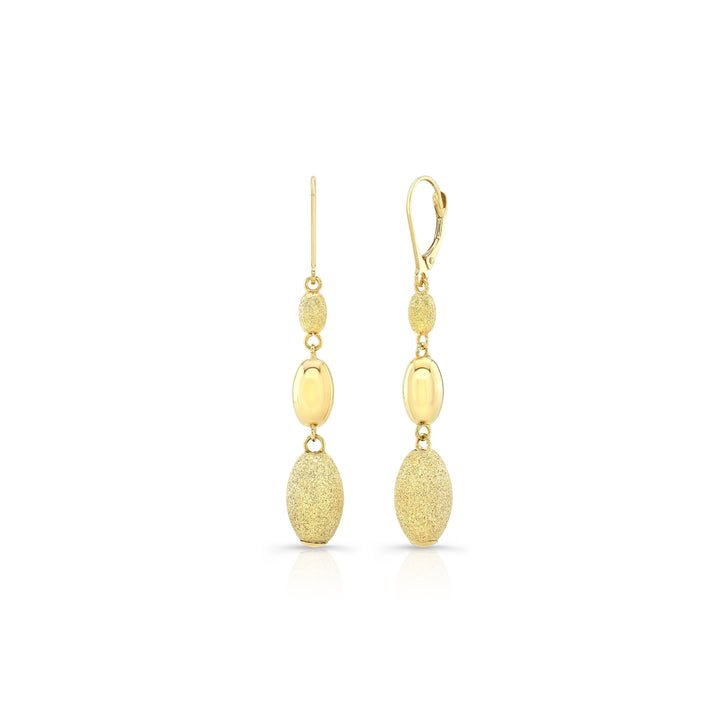 14K Yellow Gold Elongated Drop Earrings – side profile | RockHer